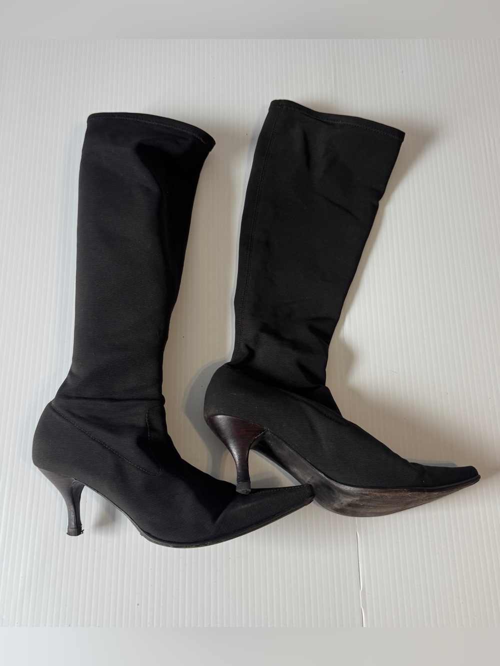 Donald J Pliner Dark Brown Stretch Knee High Kitten Heel Boots 8.5 Y2K